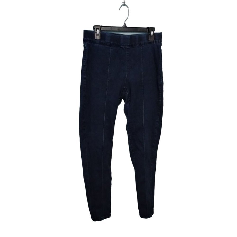 Women's Nine West Jeans Skinny Uplifter Pull On Size 10 Dark Wash No Belt Loops